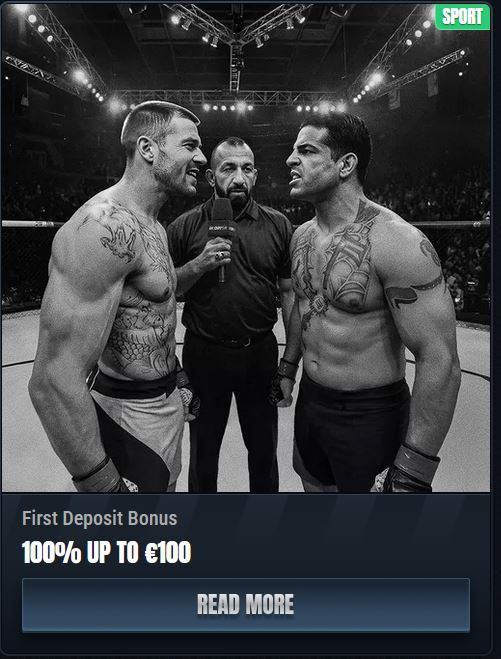Glorion Casino sports betting bonus banner showing first deposit offer up to €100
