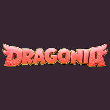 Dragonia Casino logo in pink cartoon-style letters with small wings on a dark background